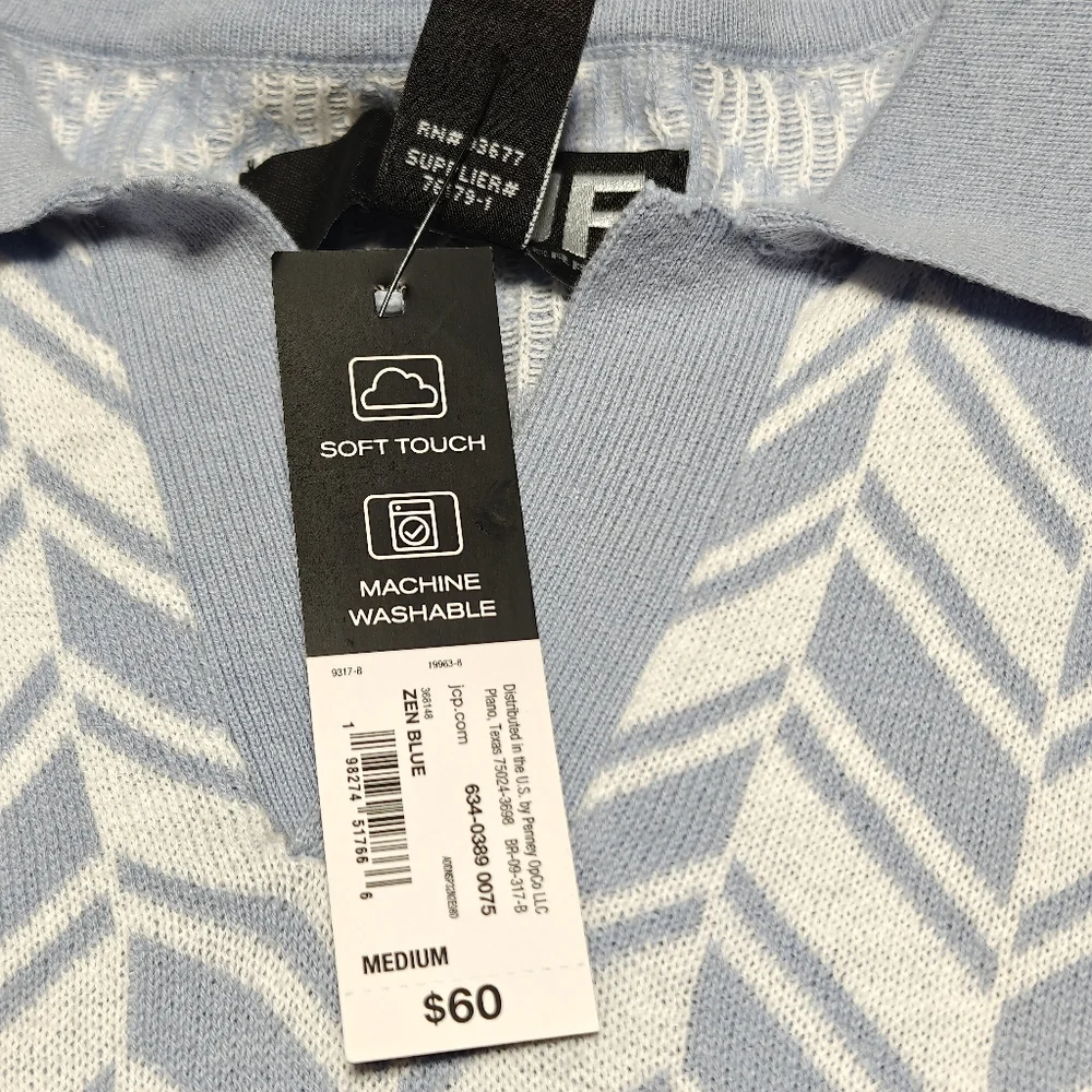 J. Ferrar Johnny Collar Mens Short Sleeve Polo Sweater NWT Size M - Picture 7 of 7